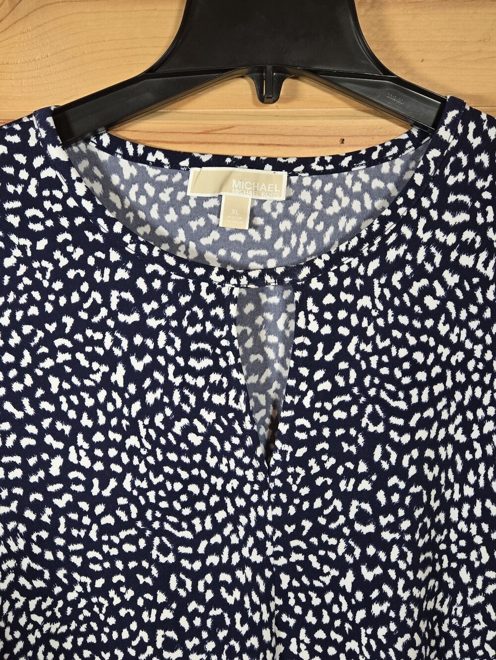 Michael Kors Cheetah Print Shift Dress XL Long Sleeve Blue White Stretch Career